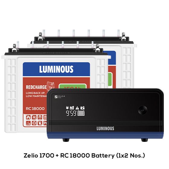 Luminous Zelio 1700 Inverter  150 Ah X 2 NOS Tubular Battery